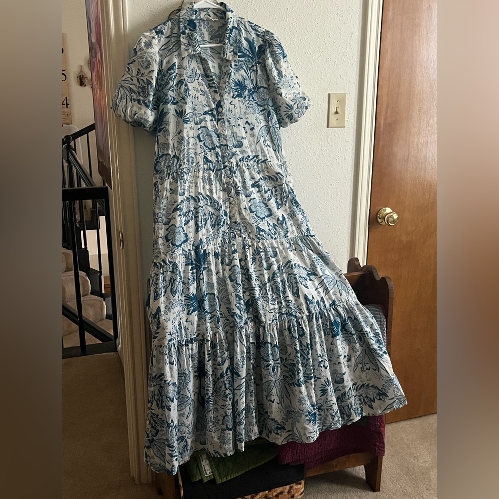 Elan Blue and White Floral Dress
